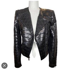 BCBG Cropped Sequin Motorcycle Jacket